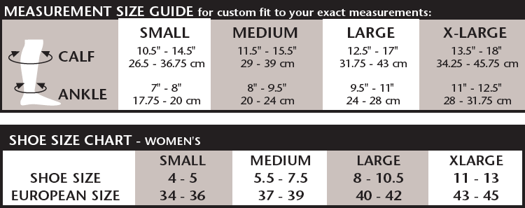womens trouser sock size chart